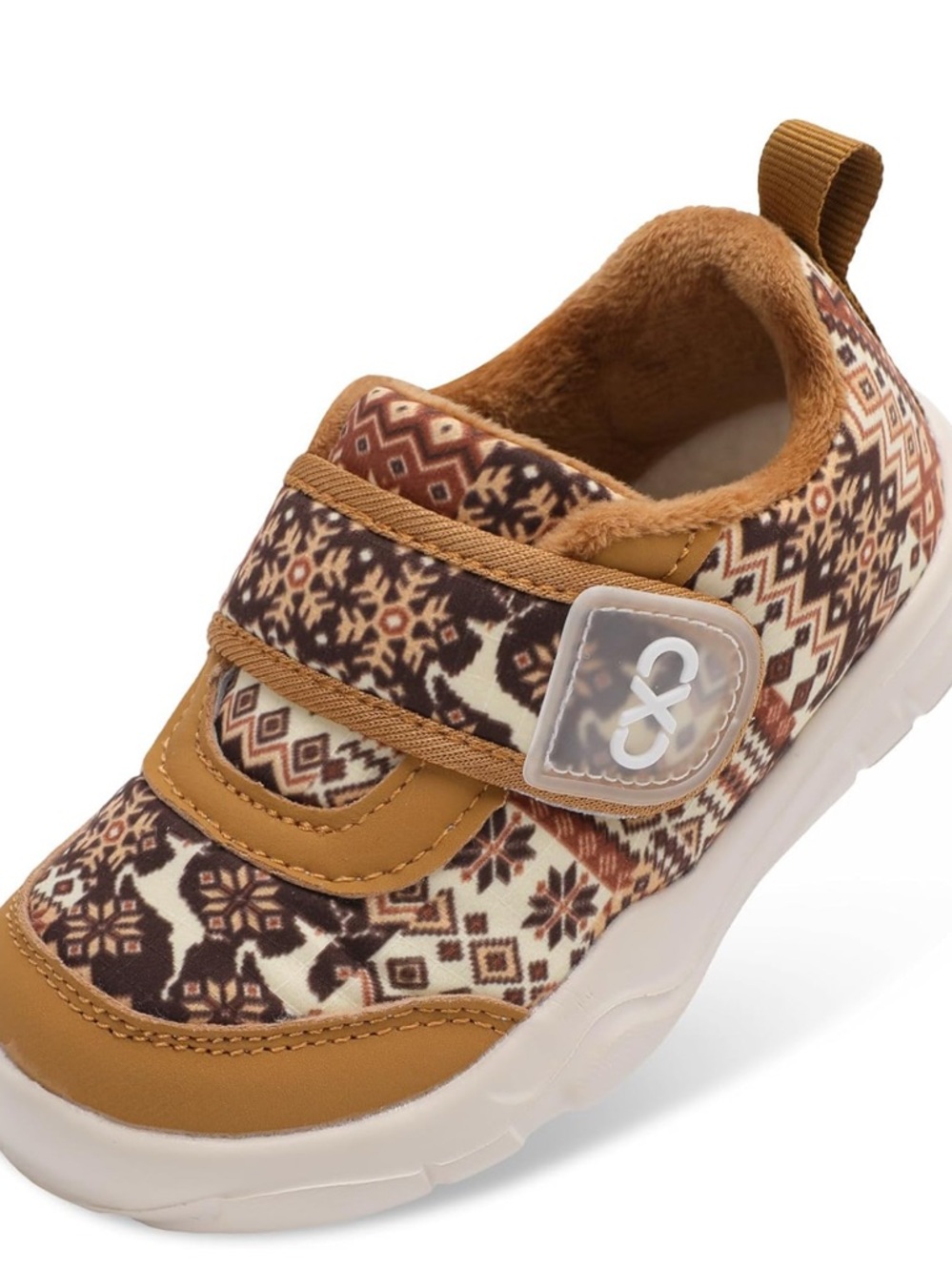 Kids Brown Patterned Velcro Sneakers